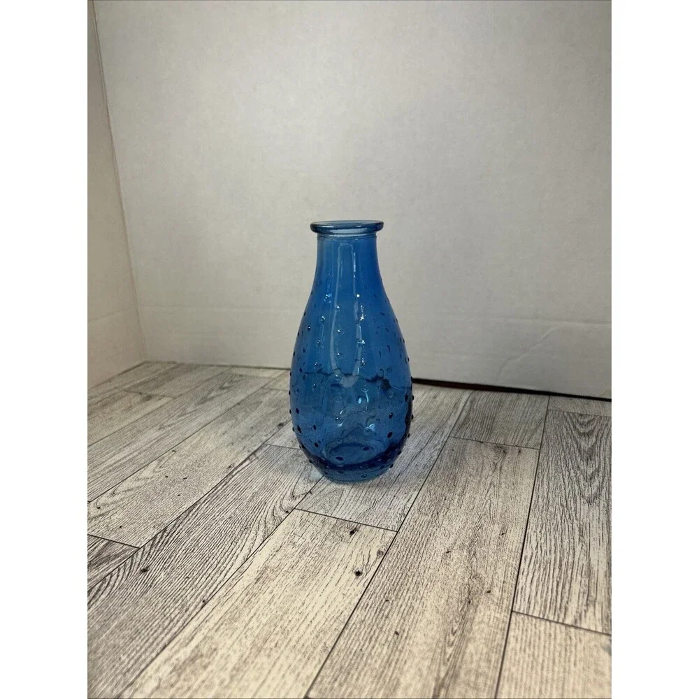 Blue Hobnail Vase Glass Decoration Small